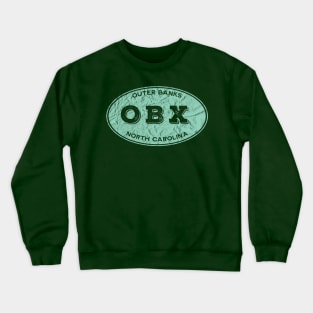 OBX Oval in Aqua Distressed Crewneck Sweatshirt